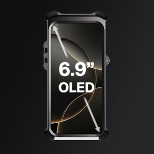 Front facing smartphone cover with text illustrating the display size